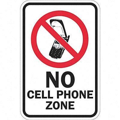 Reflective No Phone Sign 18x12in Alumin