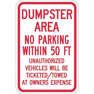 Dumpster No Parking Sign 18 x 12