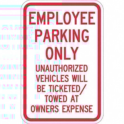 Employee Parking Sign 18 x 12
