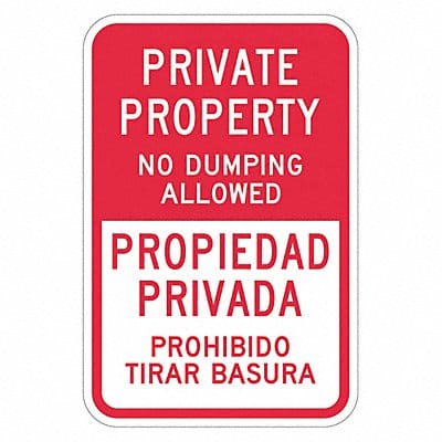 Rflctv No Dumping Prvt Prop Sign 18x12in