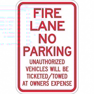 Fire Lane No Parking Sign 18 x 12