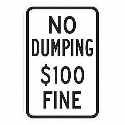 Reflective No Dumping Sign 18x12in Alum