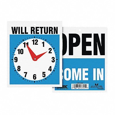 Sign Open/Will Return w/Clock Hands