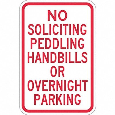 No Overnight Parking Sign 18 x 12