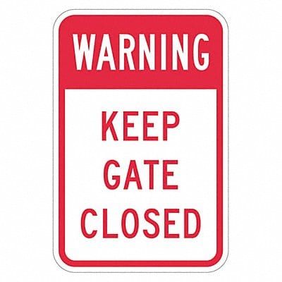 Rflctv Gate Warning Sign 18x12in Alum