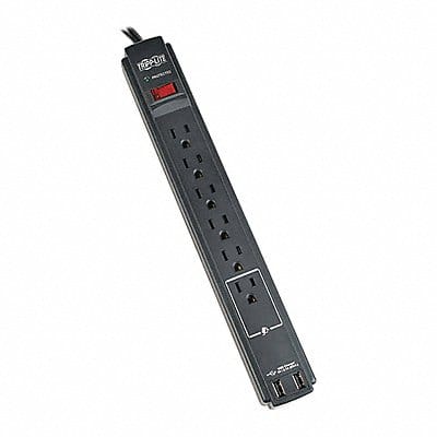 Surge 6 Outlet 6ft cord 990J 2xUSB TAA