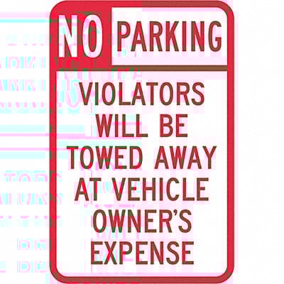 Tow Zone No Parking Sign 18 x 12