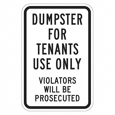 Reflective Dumpster Sign 18x12in Alumin