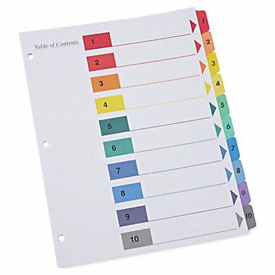 Table of Contents Divider 10-Tab PK6