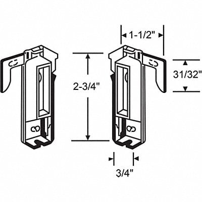 Door Floor Guide Nylon/Steel 2-3/4 L