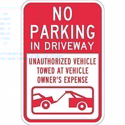 Driveway No Parking Sign 18 x 12