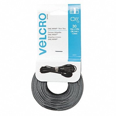 Reusable Ties 15inStraps Black/Gray PK30
