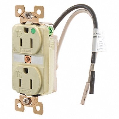 Receptacle 2 Poles 3 Wires Ivory 0.5 HP