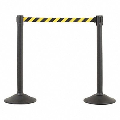 Barrier Post with Belt HDPE Black PK2