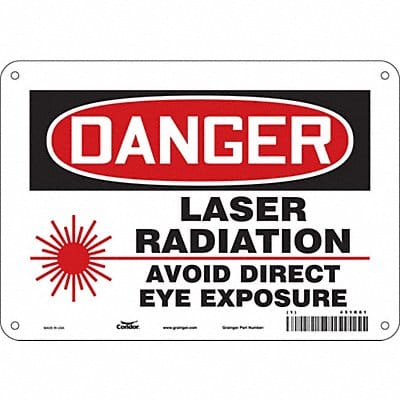 Laser Warning Sign 7 in x 10 in Aluminum