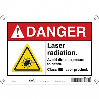 Laser Warning Sign 7 in x 10 in Aluminum