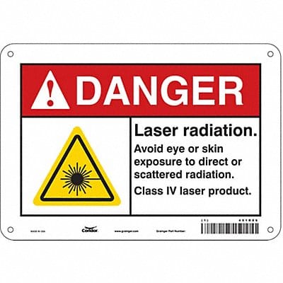 Laser Warning Sign 7 in x 10 in Aluminum
