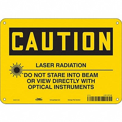 Laser Warning Sign 7 in x 10 in Aluminum