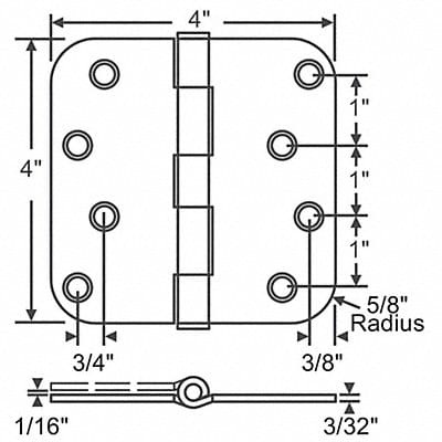 Butt Hinge Steel 125.0 lb Load Cap. PR