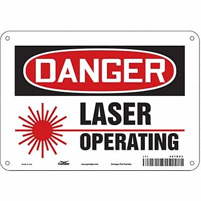 Laser Warning Sign 7 in x 10 in Aluminum