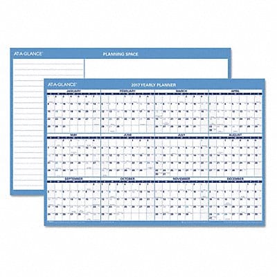 Erasable Yearly Wall Calendar Blue