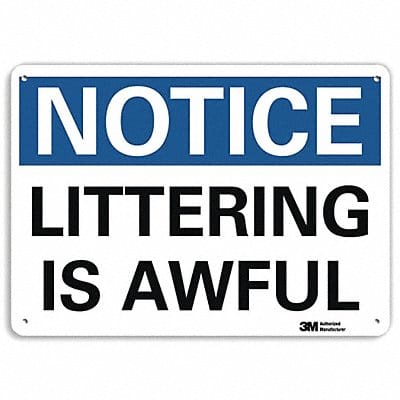 Notice Sign 7 in x 10 in Plastic