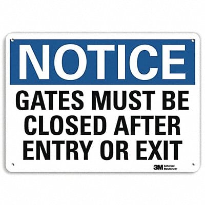 Notice Sign 7 in x 10 in Plastic