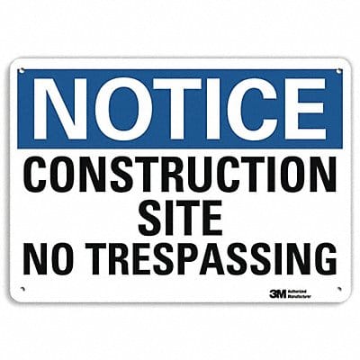 Notice Sign 7 in x 10 in Plastic