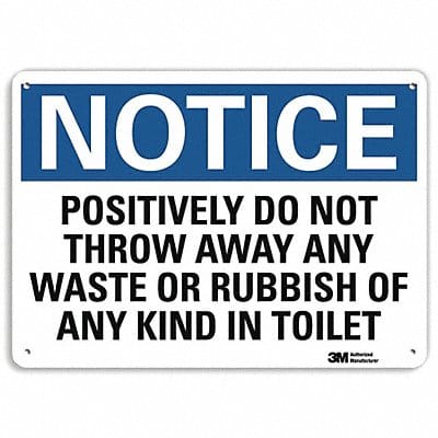 Notice Sign 10 in x 14 in Plastic
