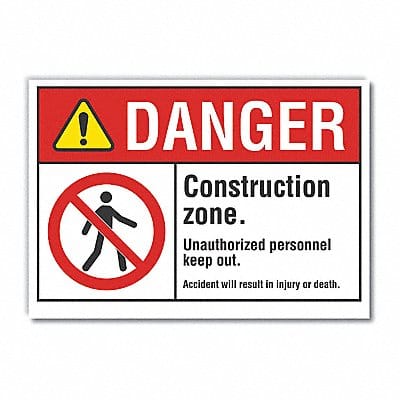 Danger Sign 7 in x 10 in Non-PVC Polymer
