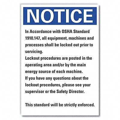 Notice Sign 10 inx7 in Non-PVC Polymer