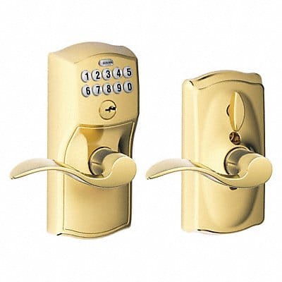 Electronic Lock Lever Bright Brass