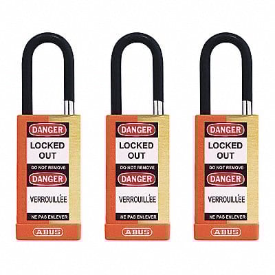 Keyed Padlock 3/4 W x1-1/2 H Shackle PK3