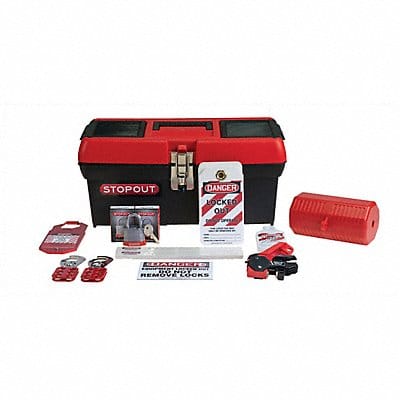 Prtbl Lockout Kit Red Plastic Tool Box