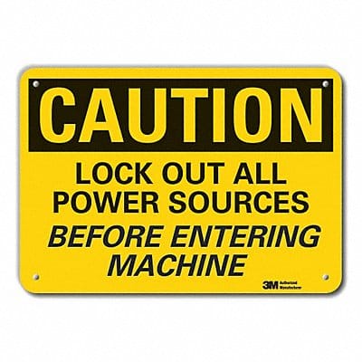 Caution Sign 7 in x 10 in Plastic