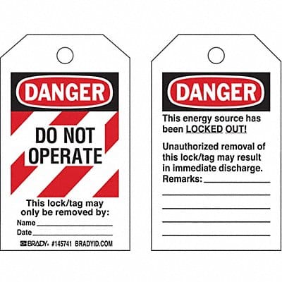 Danger Tag Do Not Oper Blck/Rd/Wht PK10