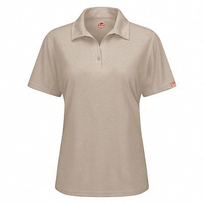 J2890 Short Sleeve Polo Womens L Tan Polyester