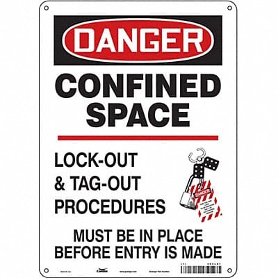 J8749 Safety Sign 14 inx10 in Polyethylene