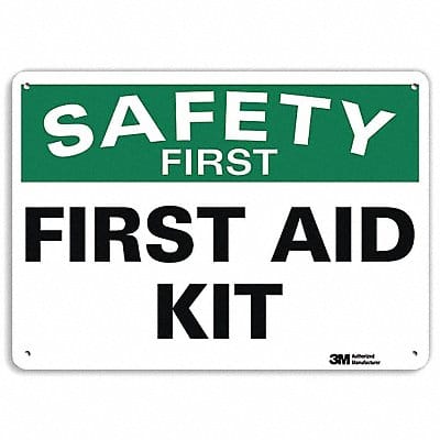 Safety First Sign 7 in x 10 in Aluminum
