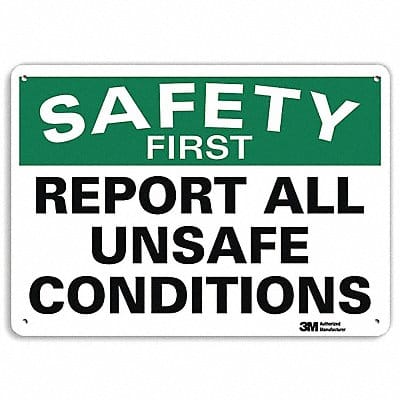 Safety First Sign 7 in x 10 in Aluminum