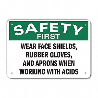 Safety First Sign 7 in x 10 in Aluminum