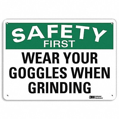 Safety First Sign 7 in x 10 in Aluminum