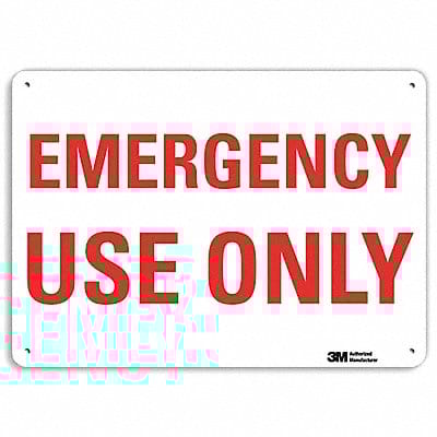 Emergency Sign 10 in x 14 in Aluminum