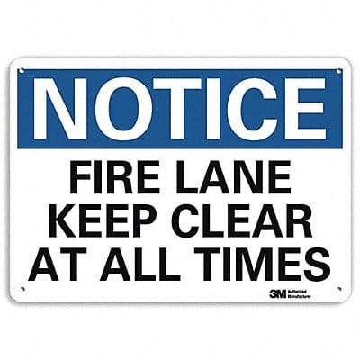 Non-Reflctive Fire Lane Sign 7x10in Alum