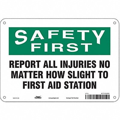 First Aid Sign 7 in x 10 in Aluminum
