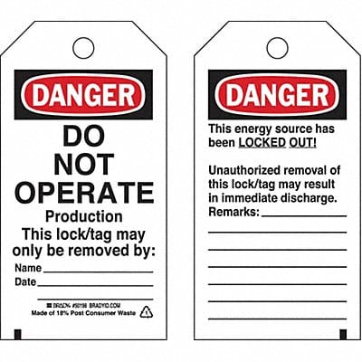 Lockout Tag 5-3/4 H x 3 W Polyester