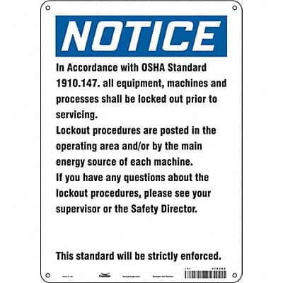 Safety Sign 14 in x 10 in Polyethylene