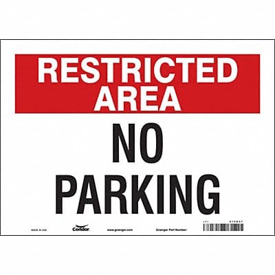Restricted Area No Parking Sign 10 x14