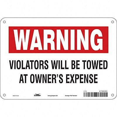 Vehicles Will Be Towed Sign 7 x 10