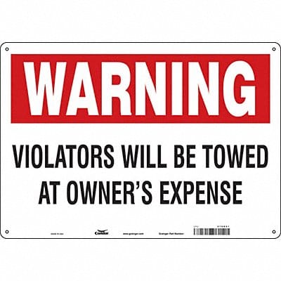 Vehicles Will Be Towed Sign 14 x 20